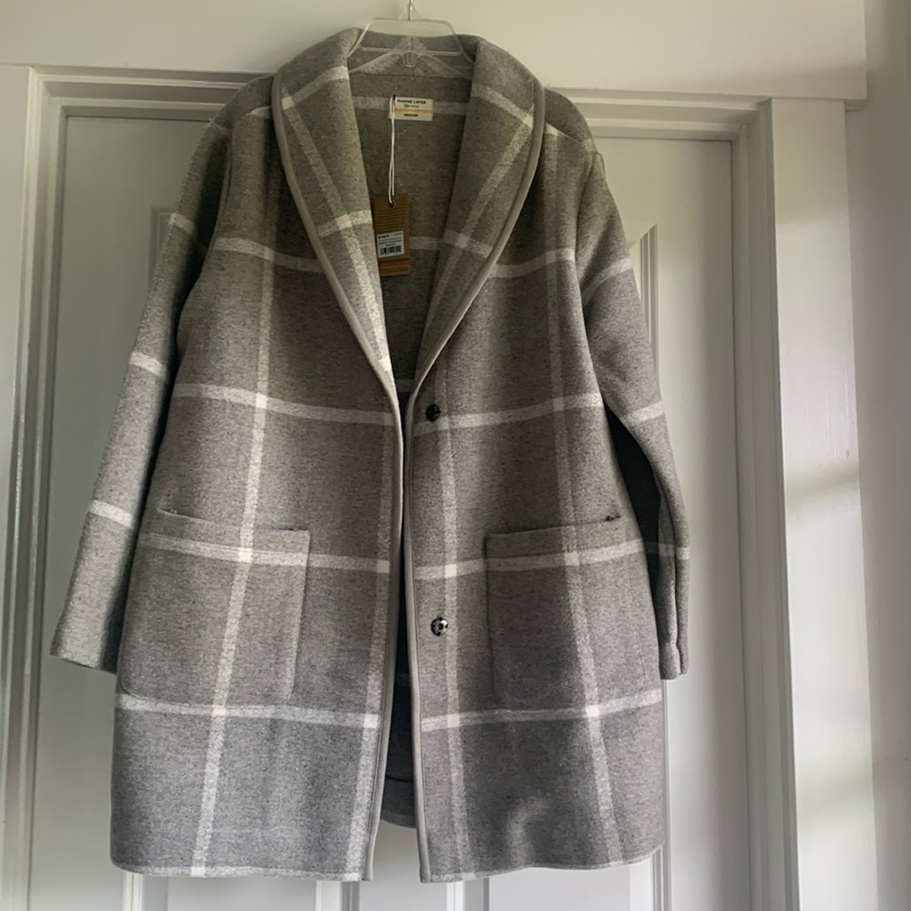 Liverpool Shawl Collar Coatigan/Heather Grey/Cream